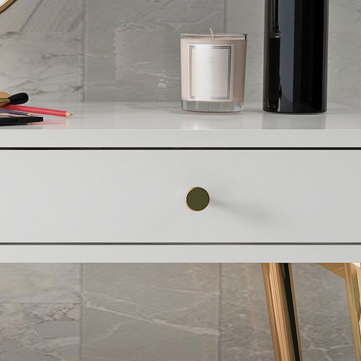 Wood and Metal Vanity Table with Stool Accent 5 Drawers Makeup Desk