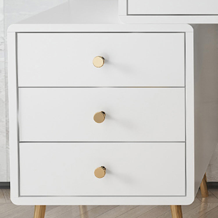 Wood and Metal Vanity Table with Stool Accent 5 Drawers Makeup Desk