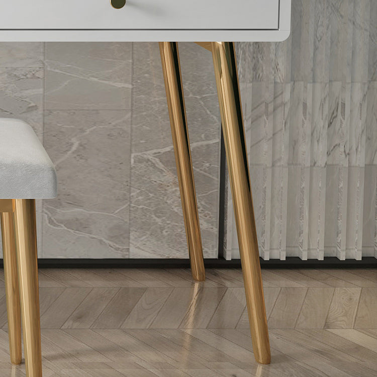 Wood and Metal Vanity Table with Stool Accent 5 Drawers Makeup Desk