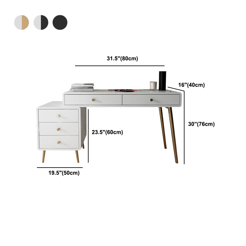 Wood and Metal Vanity Table with Stool Accent 5 Drawers Makeup Desk