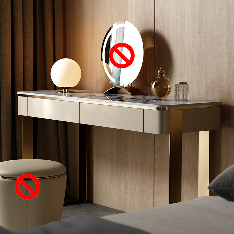 2 Drawers 29.52" High Vanity Set with Stool Stone Top Dressing Table