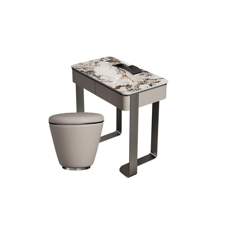 2 Drawers 29.52" High Vanity Set with Stool Stone Top Dressing Table