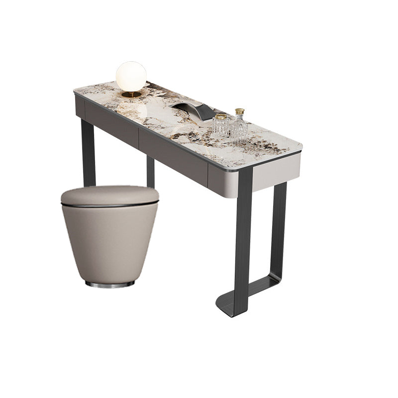 2 Drawers 29.52" High Vanity Set with Stool Stone Top Dressing Table