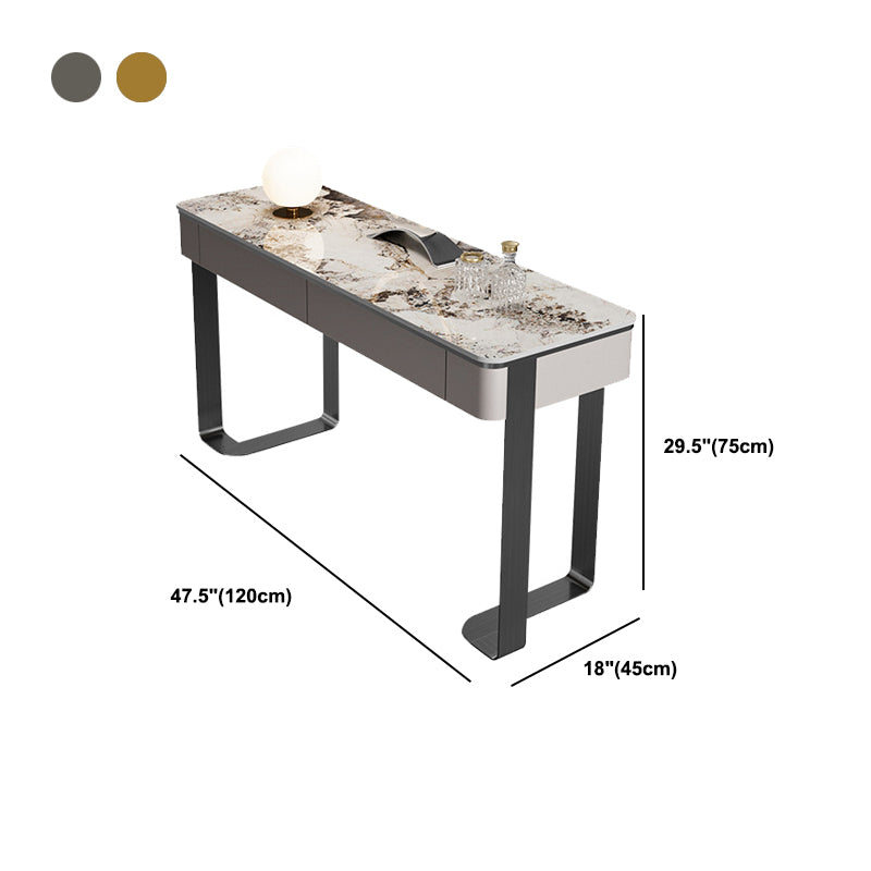 2 Drawers 29.52" High Vanity Set with Stool Stone Top Dressing Table