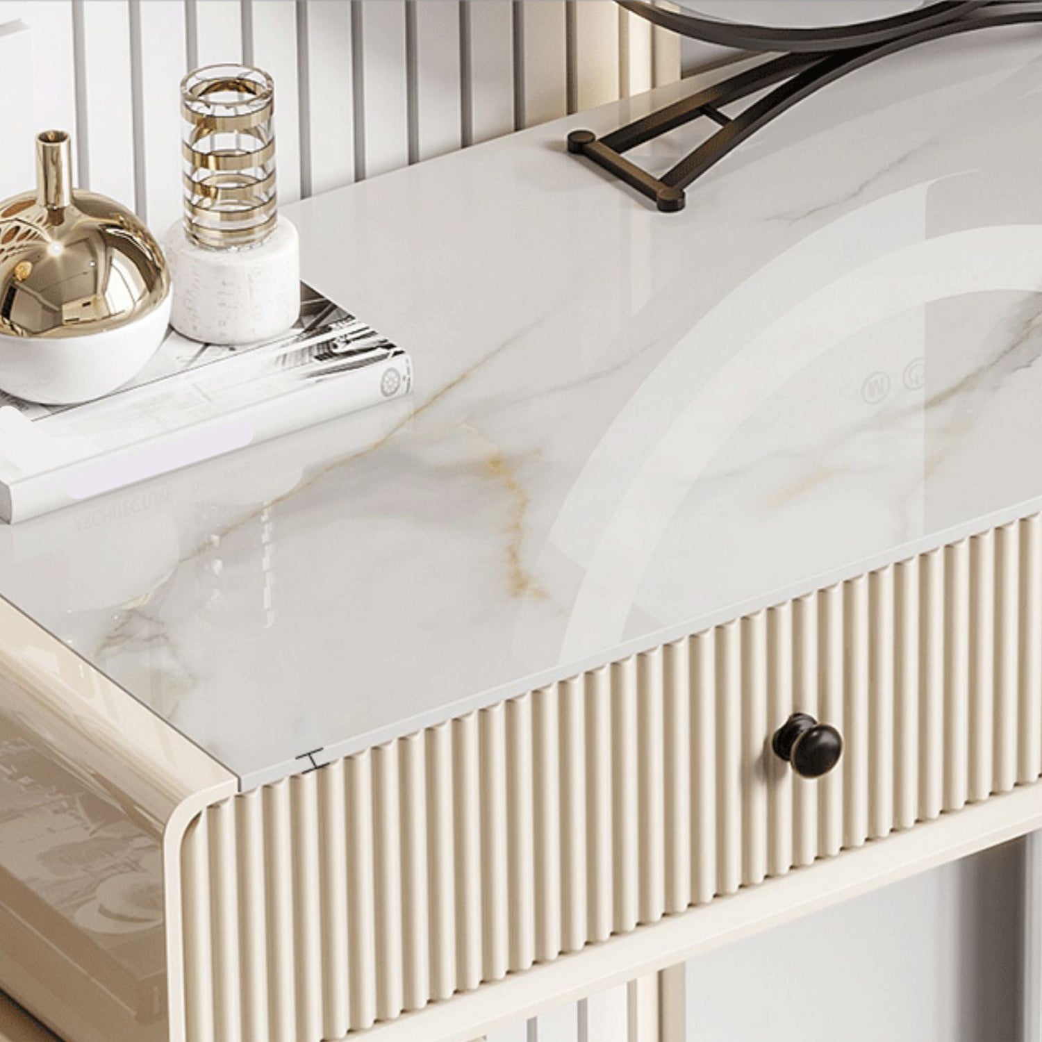 5 Wood Drawers Makeup Table Desk Vanity Stone Top Vanity Table
