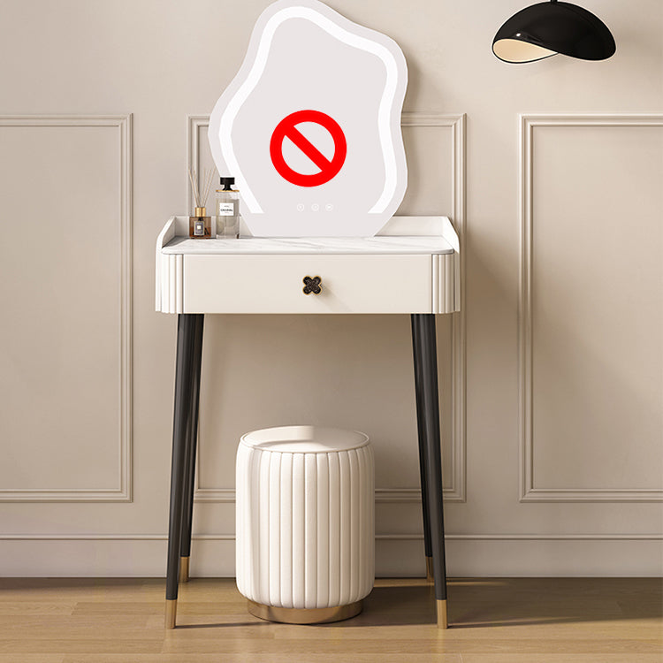 Modern Style Dressing Table Stone Top Vanity Set with Storage Drawers