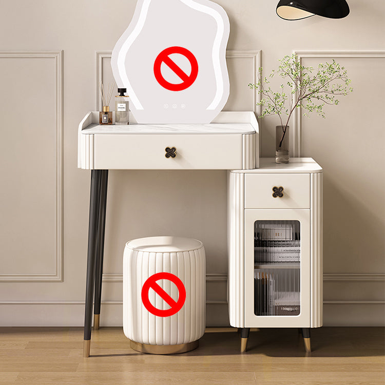 Modern Style Dressing Table Stone Top Vanity Set with Storage Drawers