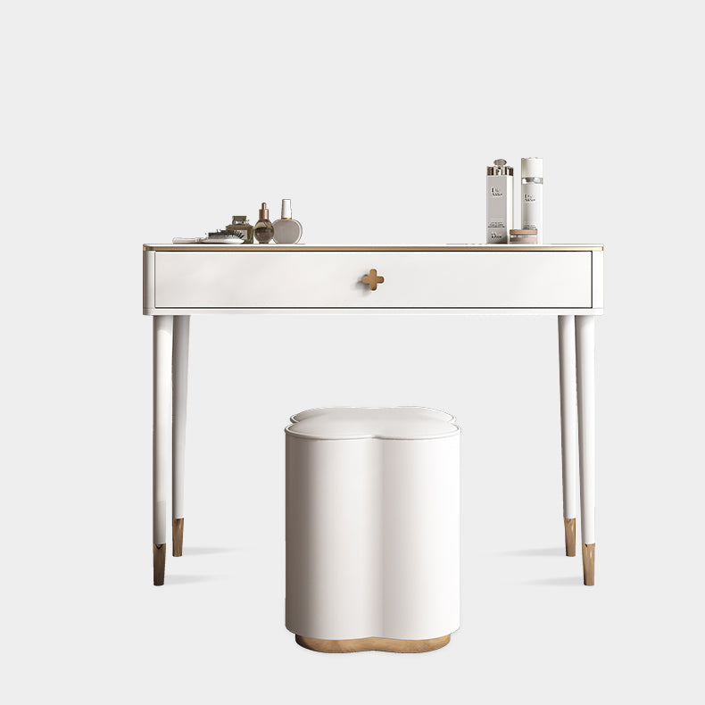 White Vanity Solid Wood Makeup Dressing Table Luxurious Stool Set