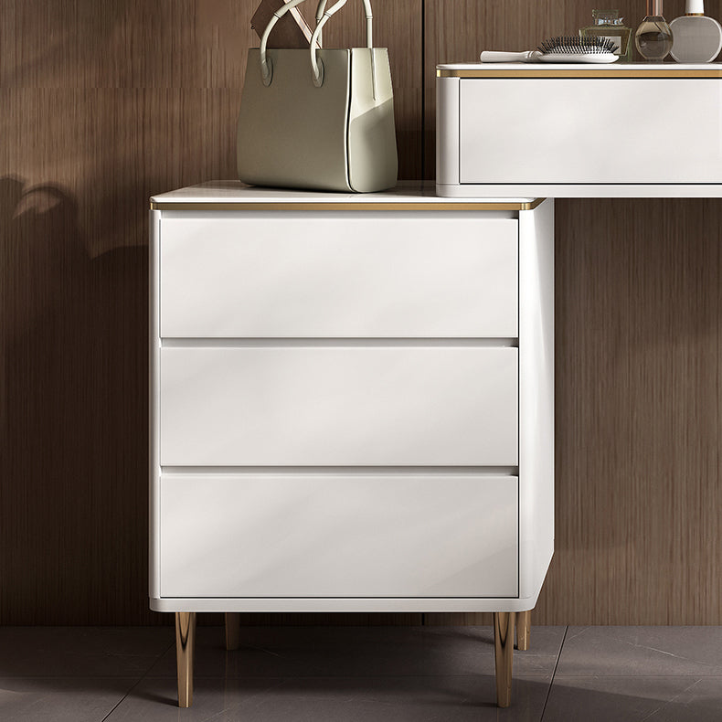 White Vanity Solid Wood Makeup Dressing Table Luxurious Stool Set