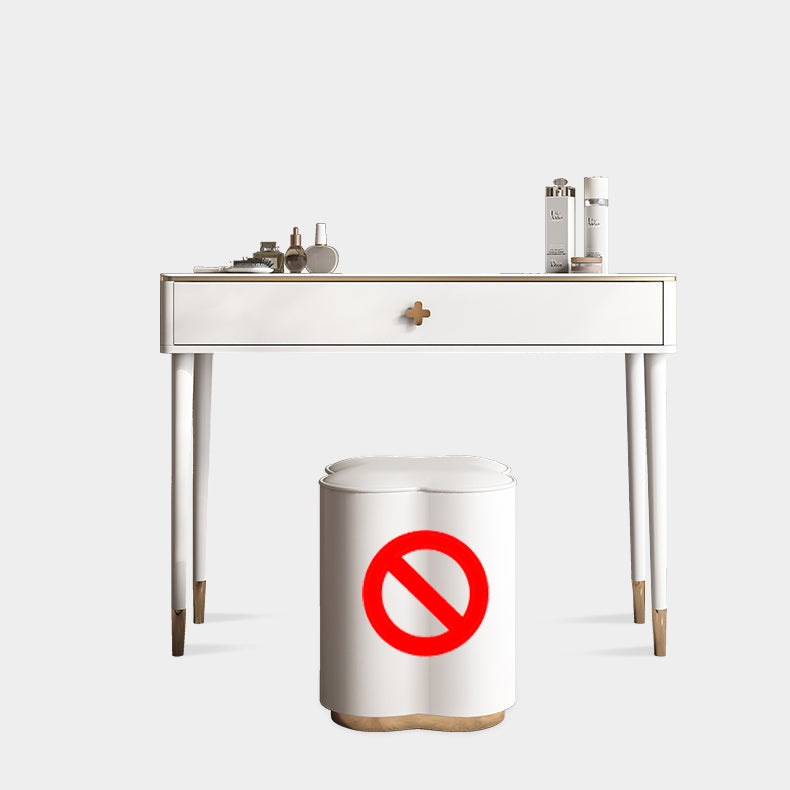 White Vanity Solid Wood Makeup Dressing Table Luxurious Stool Set