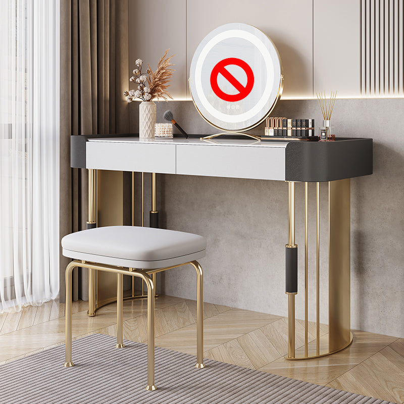 2-piece Vanity Table Set with Padded Stool Stone Top Make-up Vanity