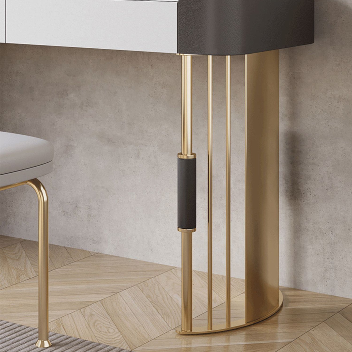 2-piece Vanity Table Set with Padded Stool Stone Top Make-up Vanity