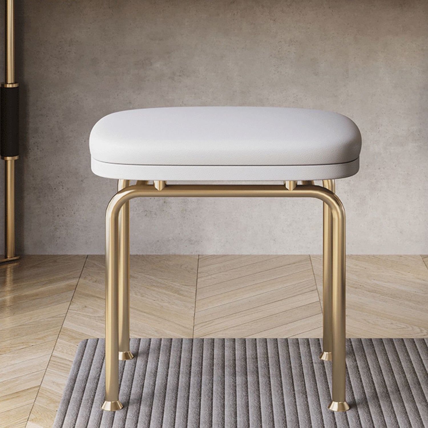 2-piece Vanity Table Set with Padded Stool Stone Top Make-up Vanity