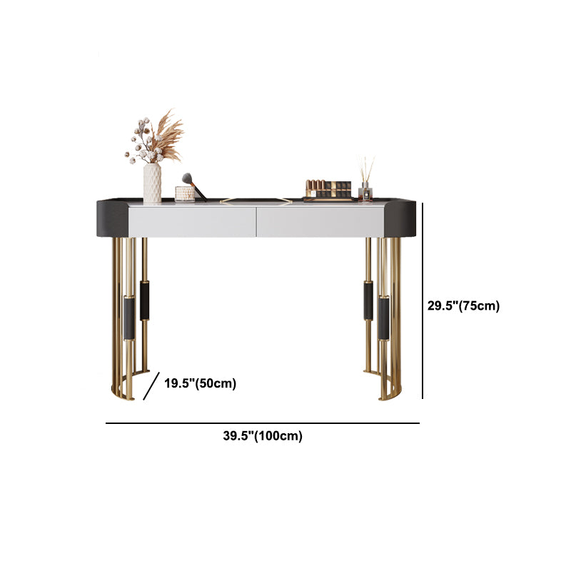 2-piece Vanity Table Set with Padded Stool Stone Top Make-up Vanity