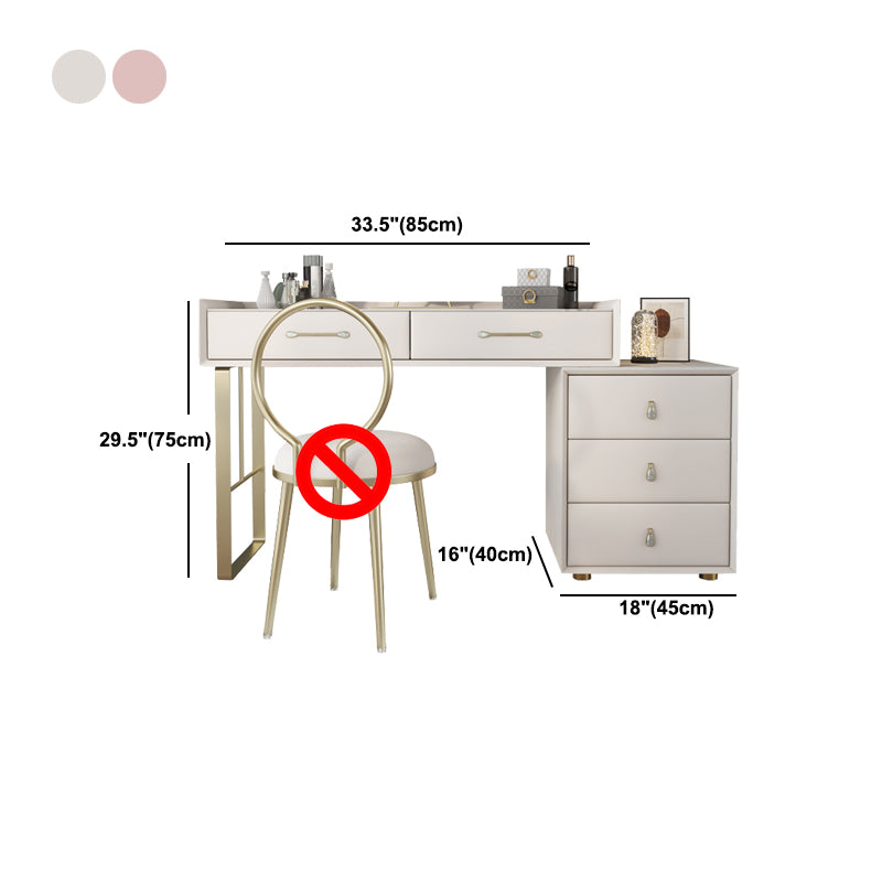 Luxurious Metal Vanity Set with Stool Stone Top Dressing Table
