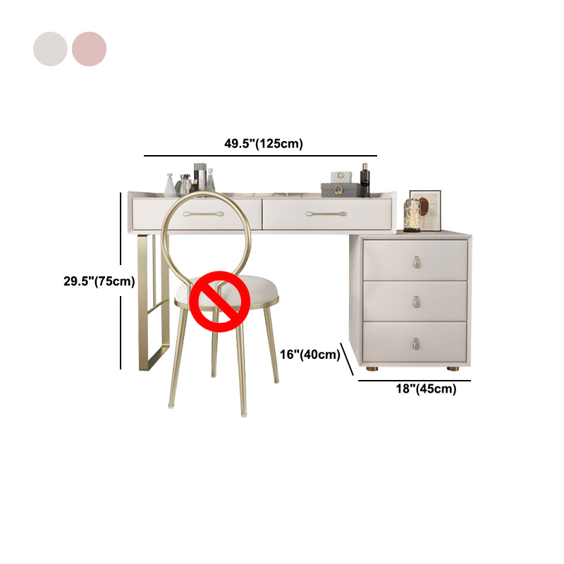 Luxurious Metal Vanity Set with Stool Stone Top Dressing Table