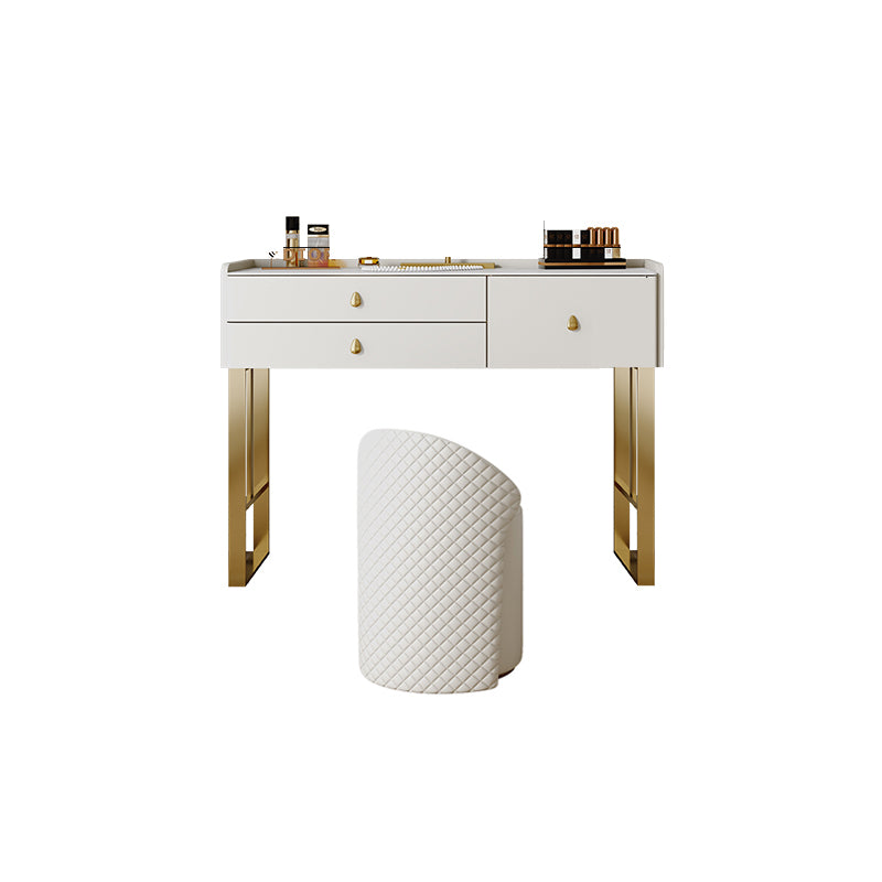 Stone Top Vanity Set 3/6 Storage Drawers Dressing Table with Padded Stool