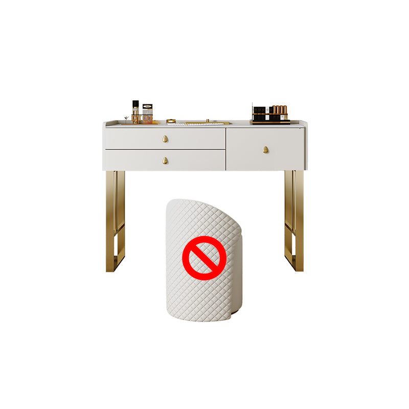 Stone Top Vanity Set 3/6 Storage Drawers Dressing Table with Padded Stool