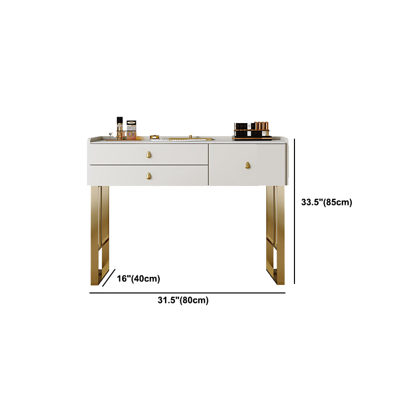 Stone Top Vanity Set 3/6 Storage Drawers Dressing Table with Padded Stool