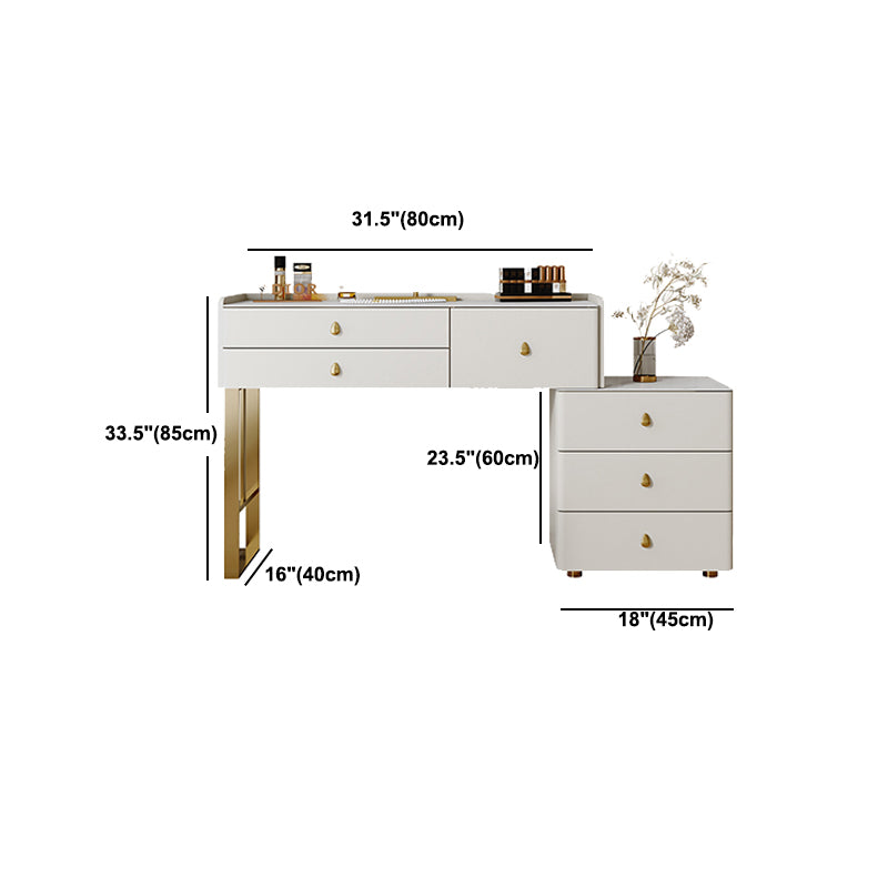 Stone Top Vanity Set 3/6 Storage Drawers Dressing Table with Padded Stool