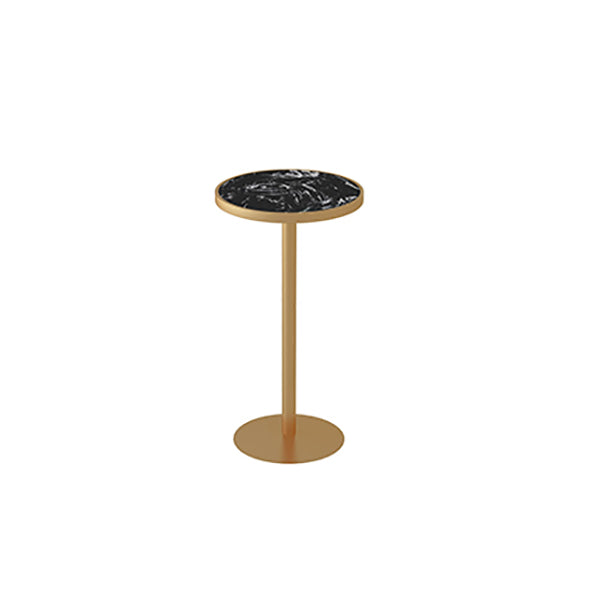 Marble Top Bar Table with Gold Metal Pedestal Glam Pub Table for Small Places