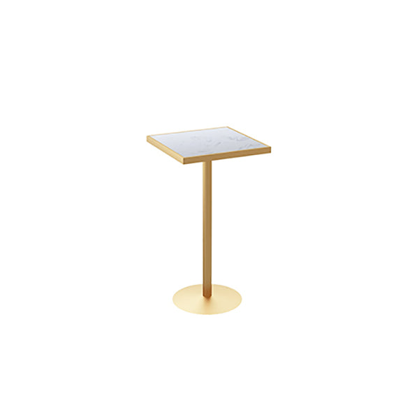 Marble Top Bar Table with Gold Metal Pedestal Glam Pub Table for Small Places
