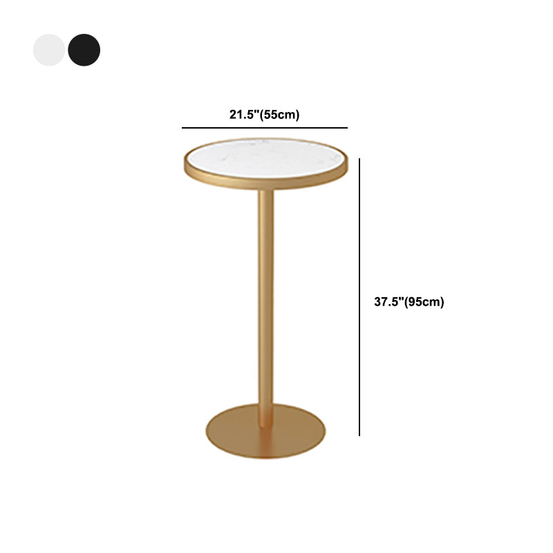 Marble Top Bar Table with Gold Metal Pedestal Glam Pub Table for Small Places
