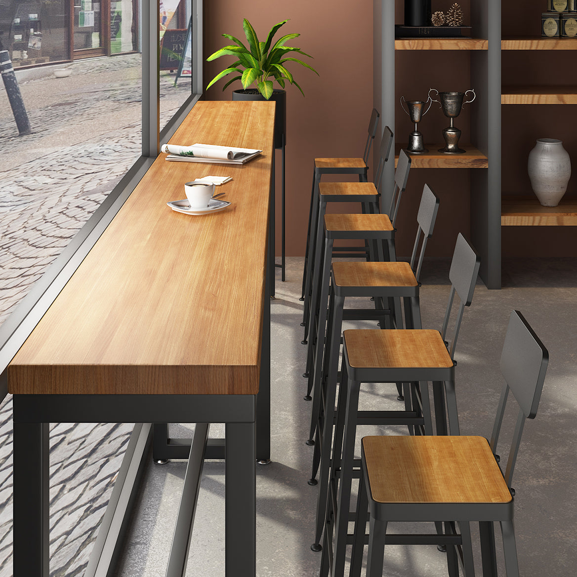 Pine Wood Bar Dining Table Modern Rectangle Bar Table for Milk Tea Shop Cafe