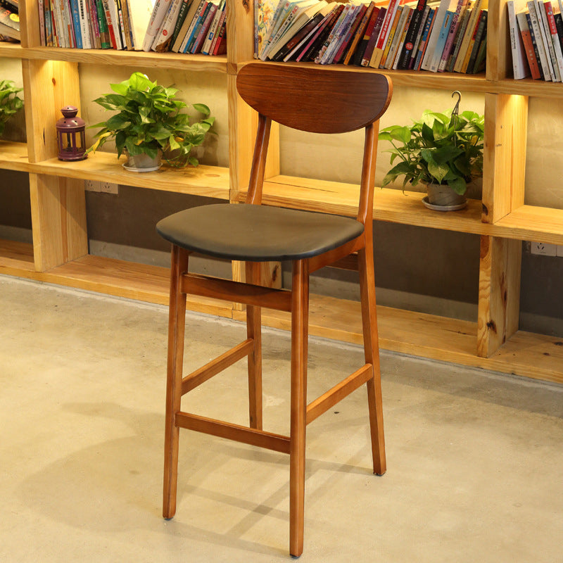 Modern Wood Stool Backrest Counter Stool Fabric Upholstered Furniture for Restaurant