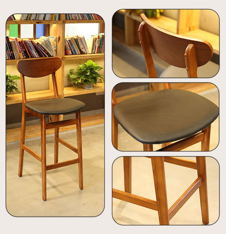 Modern Wood Stool Backrest Counter Stool Fabric Upholstered Furniture for Restaurant