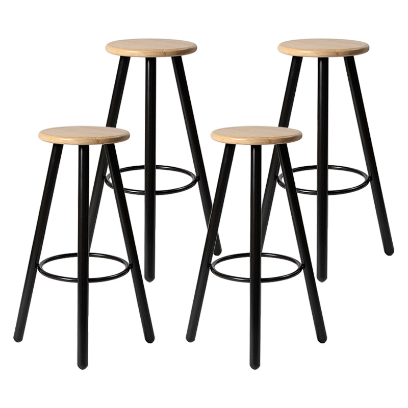 Modern Round Bar & Counter Stool Dining Room Footrest Wood Counter-height Stool