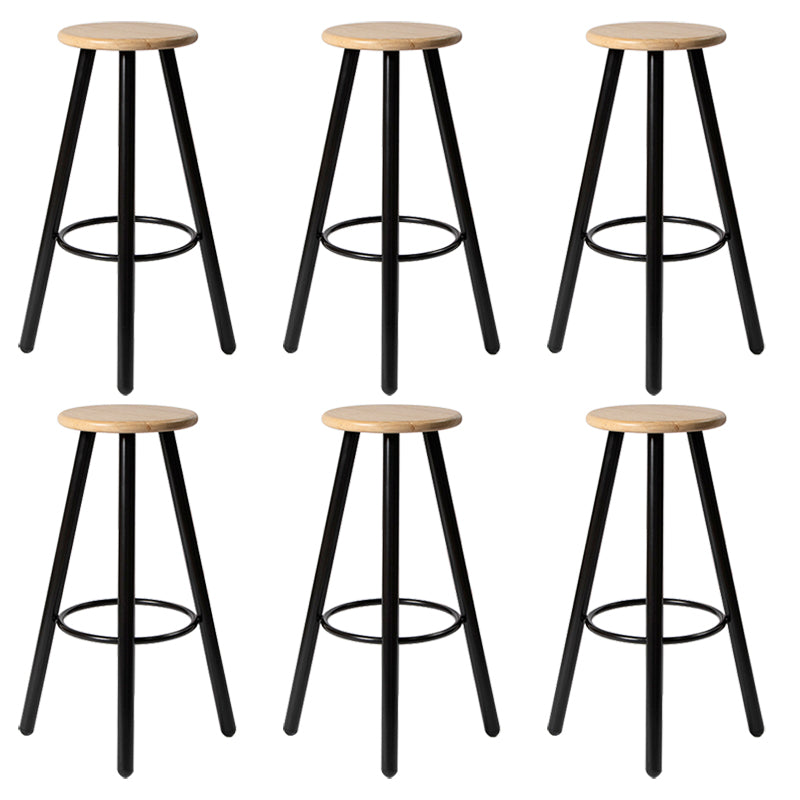 Modern Round Bar & Counter Stool Dining Room Footrest Wood Counter-height Stool