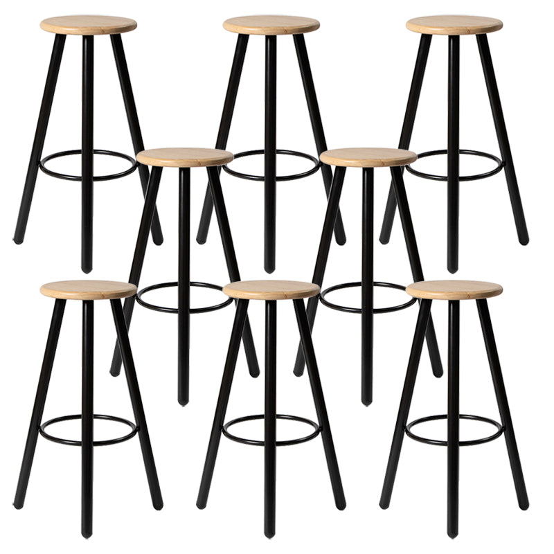 Modern Round Bar & Counter Stool Dining Room Footrest Wood Counter-height Stool