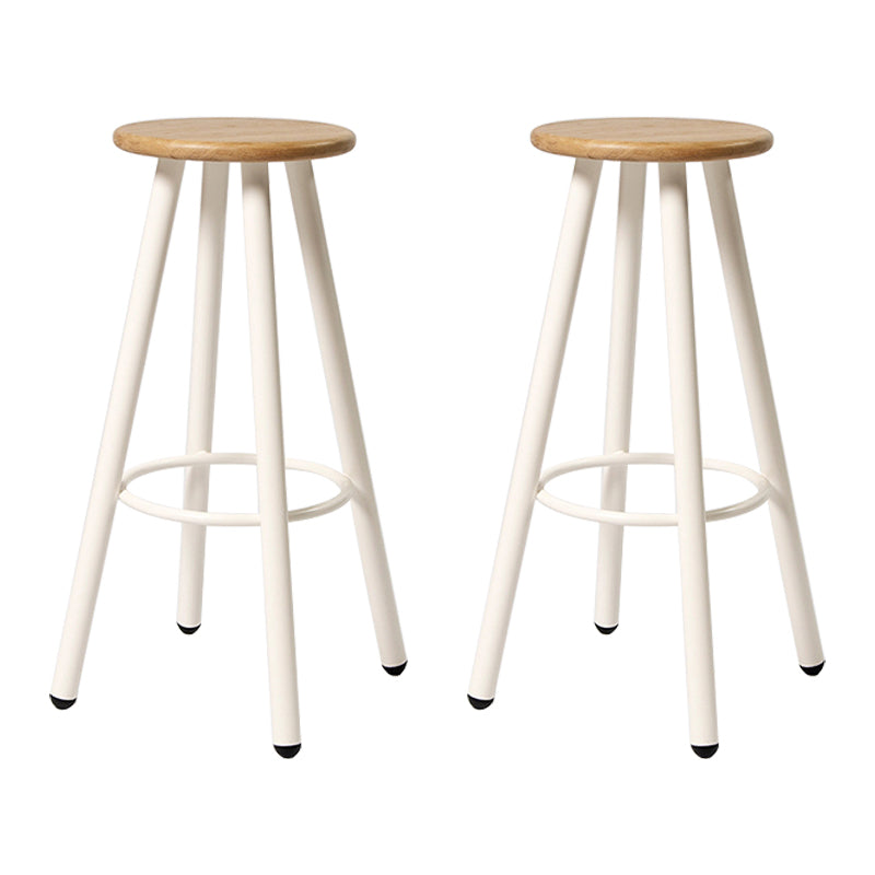 Modern Round Bar & Counter Stool Dining Room Footrest Wood Counter-height Stool