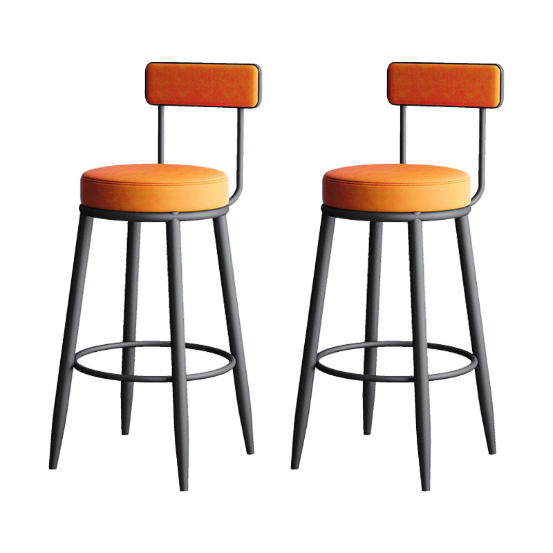 Modern Backrest Armless Counter Stool Iron Kitchen Bar Stool with Leather Cushion