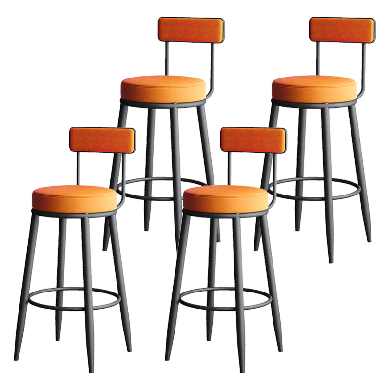 Modern Backrest Armless Counter Stool Iron Kitchen Bar Stool with Leather Cushion