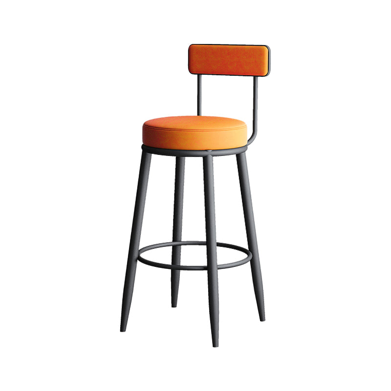 Modern Backrest Armless Counter Stool Iron Kitchen Bar Stool with Leather Cushion