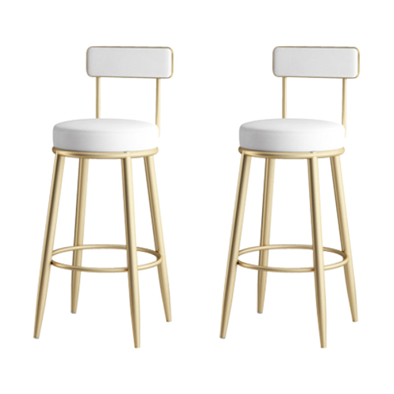 Modern Backrest Armless Counter Stool Iron Kitchen Bar Stool with Leather Cushion