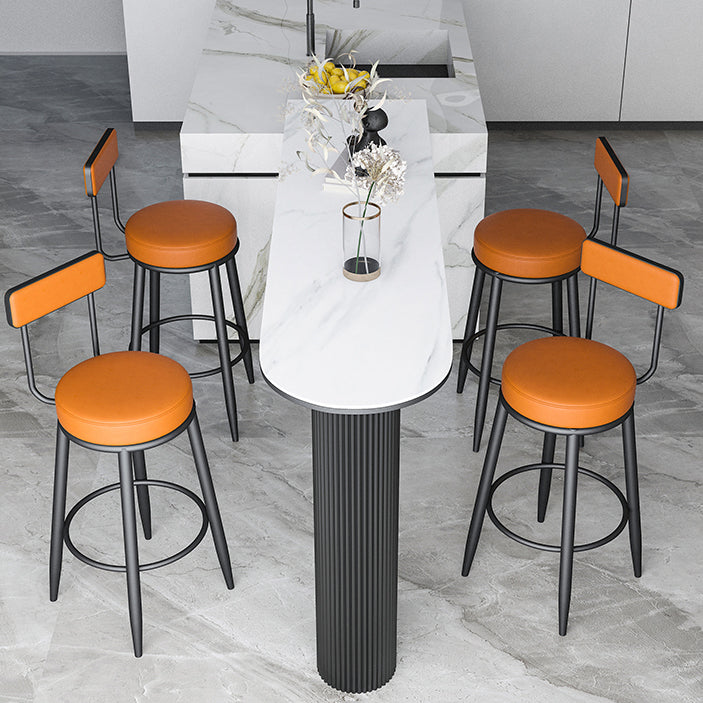 Modern Backrest Armless Counter Stool Iron Kitchen Bar Stool with Leather Cushion