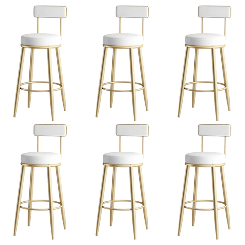 Modern Backrest Armless Counter Stool Iron Kitchen Bar Stool with Leather Cushion