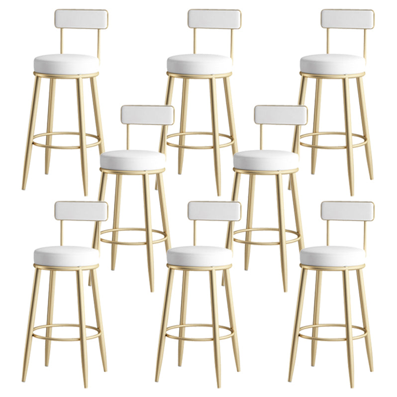 Modern Backrest Armless Counter Stool Iron Kitchen Bar Stool with Leather Cushion