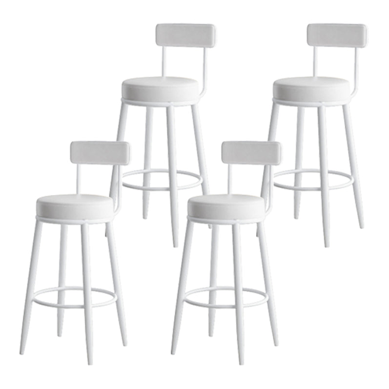 Modern Backrest Armless Counter Stool Iron Kitchen Bar Stool with Leather Cushion