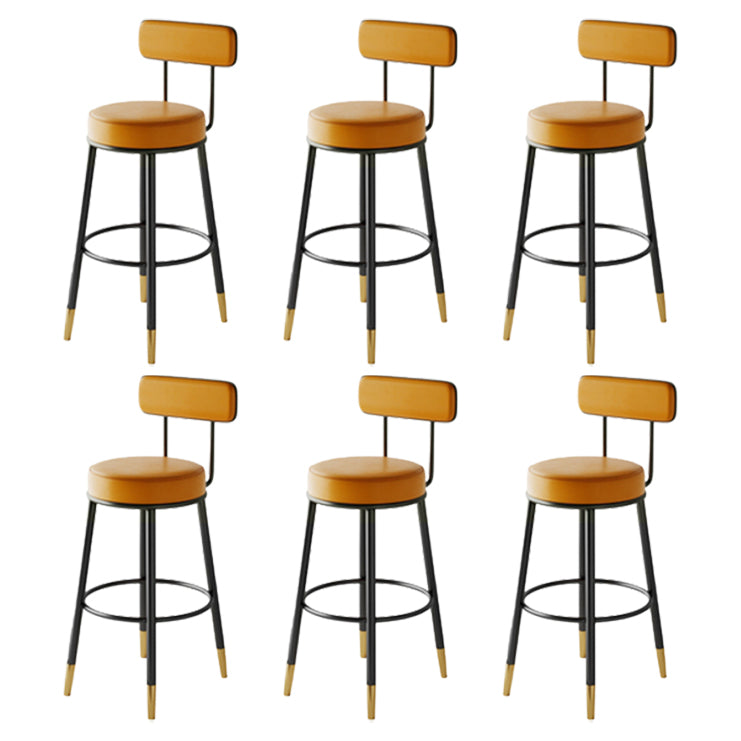 Modern Backrest Armless Counter Stool Iron Kitchen Bar Stool with Leather Cushion