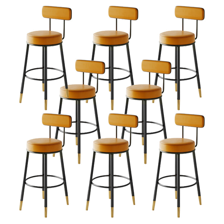 Modern Backrest Armless Counter Stool Iron Kitchen Bar Stool with Leather Cushion