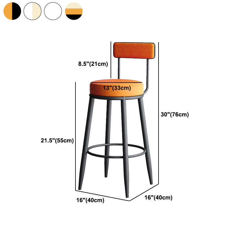 Modern Backrest Armless Counter Stool Iron Kitchen Bar Stool with Leather Cushion