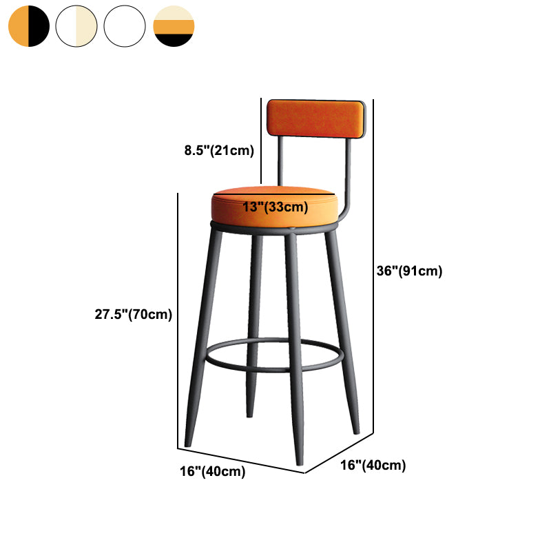 Modern Backrest Armless Counter Stool Iron Kitchen Bar Stool with Leather Cushion