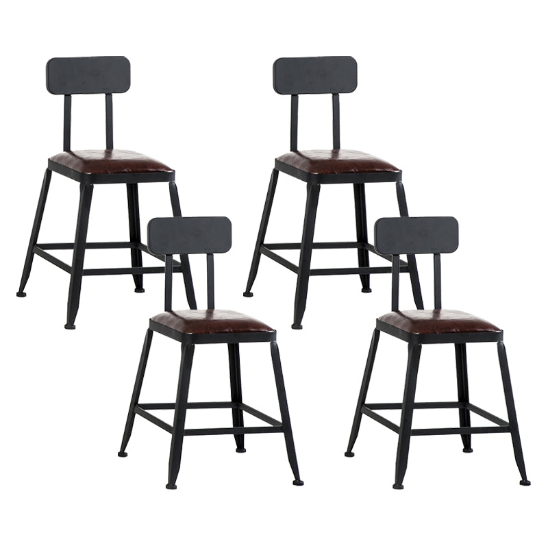Industrial Metal Barstool Faux Leather Backless Counter Stool with Iorn 4 Legs