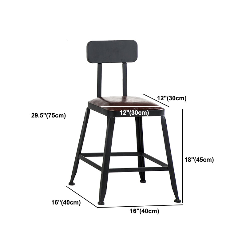 Industrial Metal Barstool Faux Leather Backless Counter Stool with Iorn 4 Legs