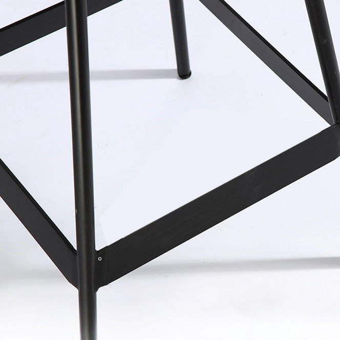 Industrial Metal Barstool Low Back Faux Leather Cushion in Matte Finish for Indoor