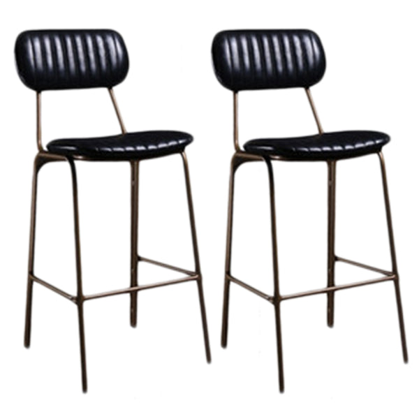 Industrial Metal Barstool Faux Leather Footrest Low Back Counter Stool with Iorn 4 Legs